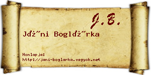 Jáni Boglárka névjegykártya